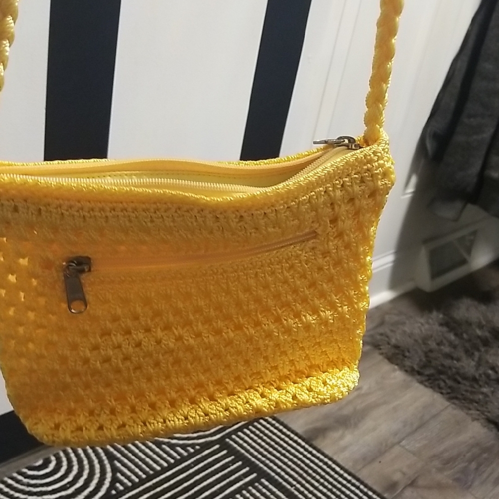 Lina Vibrant Yellow Crochet Crossbody Bag